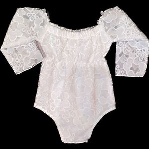18 Months Baby Girls long sleeve white lace top onesie size 90
